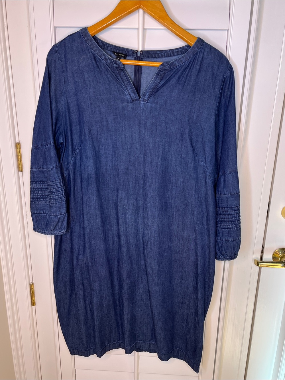 Talbots Denim-Style Midi Dress in Deep Blue 18 fits like a 16